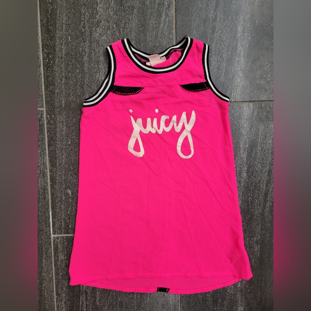 Juicy Couture Girls Kids Hot Pink Black Lace Dress Size 8/10